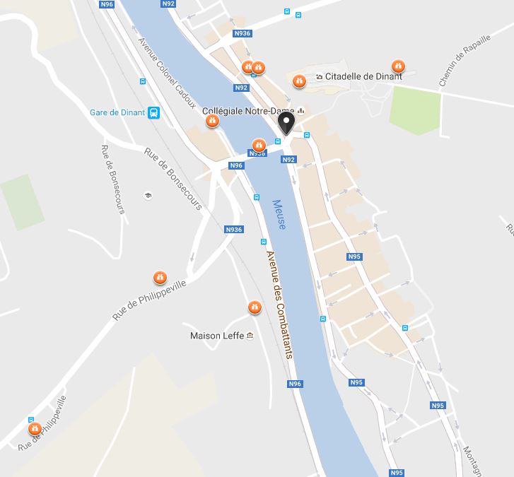 Google Map of Dinant, TravelBloggers.ca