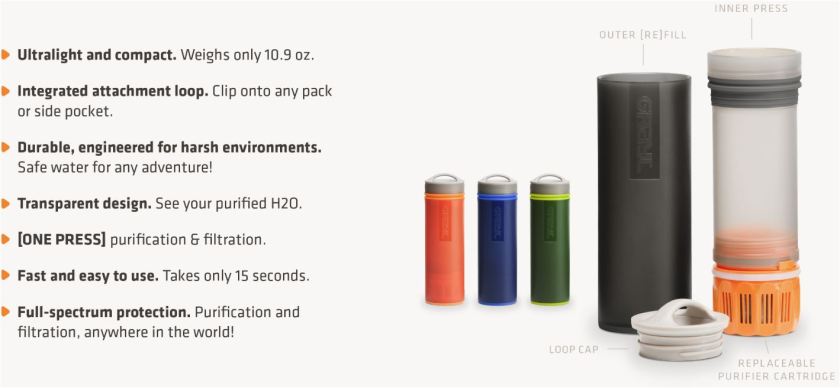 GRAYL Ultralight Purifier [+Filter] Bottle, TravelBloggers.ca
