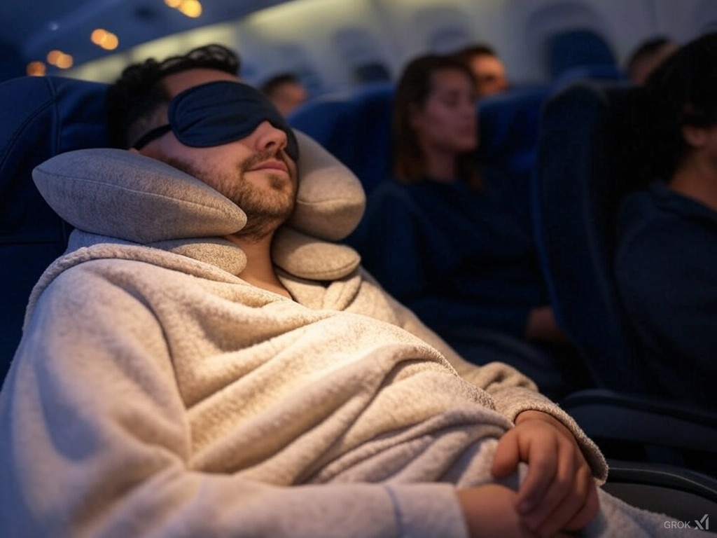 sleeping on plane, 12 clever hacks to make flying economy comfortable, TravelBloggers.ca, Iain Shankland